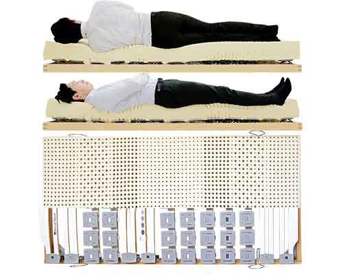 腰を支えて腰痛をなくすウッドスプリングベッド
腰痛に良いと薦めたくなるラテックスマットレス男性寝姿勢図